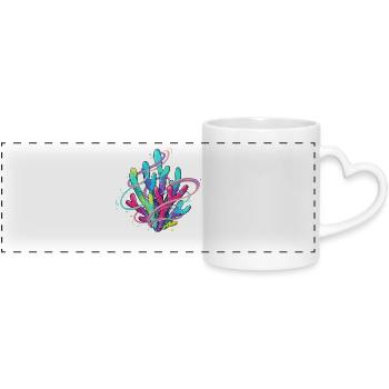 Tourbillon de corail néon - Mug panoramique avec anse en forme de cœur - blanc - Devant