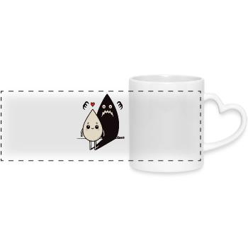 Tiny Heart and Dark Shadow Duo - Panoramic mug with heart handle - white - Front