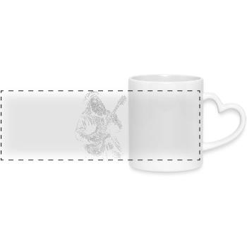 Leonardo Da Vinci plays guitar - Panoramic mug with heart handle - white - Front