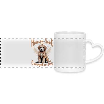 Race de chien Goldendoodle - Mug panoramique avec anse en forme de cœur - blanc - Devant