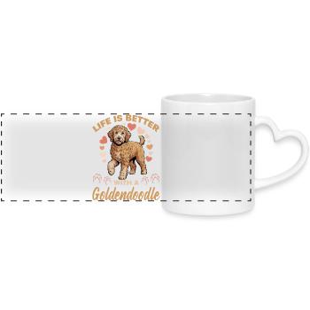 Goldendoodle Dog Breed - Panoramic mug with heart handle - white - Front