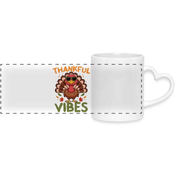 Vibrations reconnaissantes Design de Thanksgiving Cool Dinde - Mug panoramique avec anse en forme de cœur - blanc - Devant
