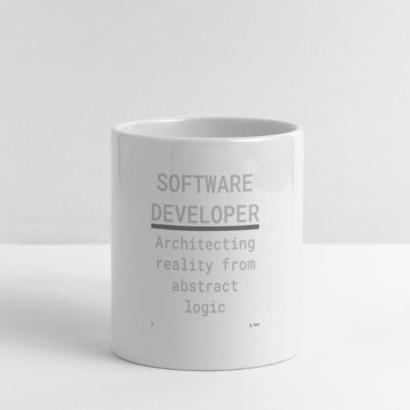 Software Developer: Logic Meets Reality Panoramic mug with heart handle