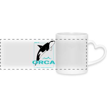 Orca Schützt die Wale und Meer Killerwal Design - Panoramatasse mit Herzhenkel - Weiß - Vorne