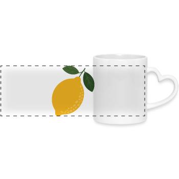 Lemon Leaf Citrus Illustration - Panoramic mug with heart handle - white - Front