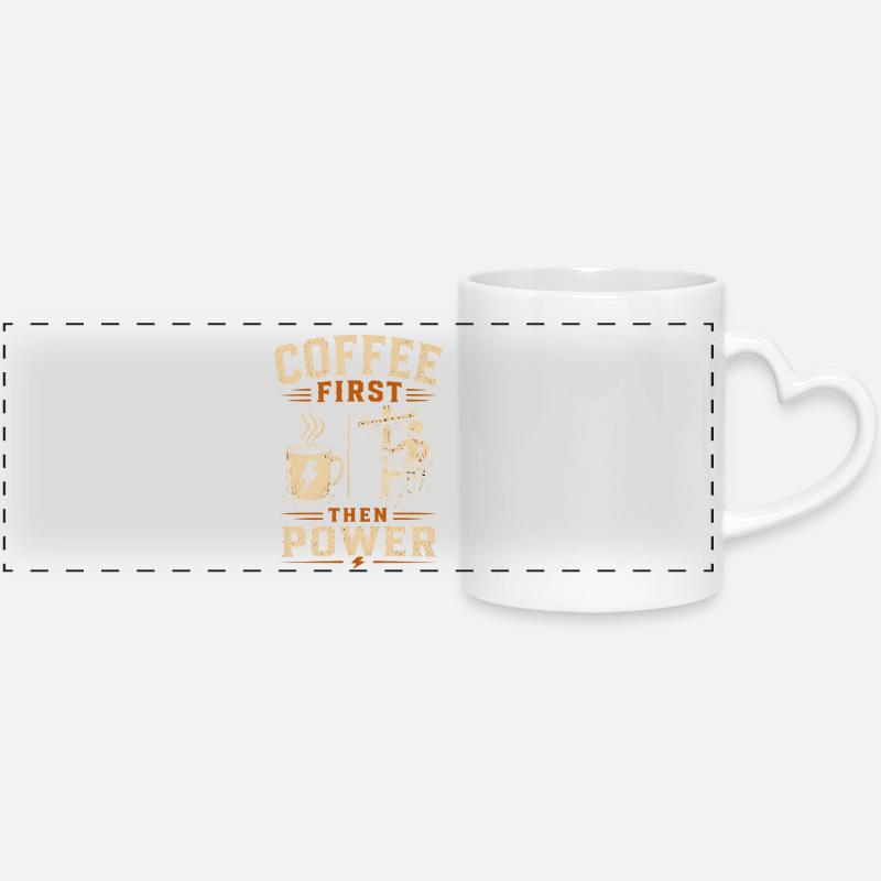 Power Line Coffee Electrician Technology - Panoramic mug with heart handle - white