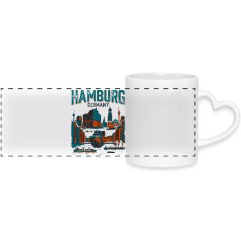 Hamburg Skyline Bleu Orange - Mug panoramique avec anse en forme de cœur - blanc - Devant