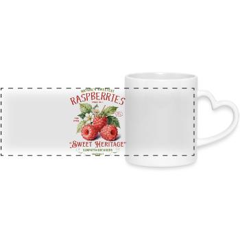 Raspberry Heritage Vintage Orchard Label - Panoramic mug with heart handle - white - Front