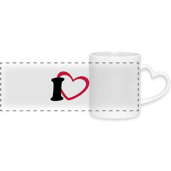 I like - Panoramic mug with heart handle - white - Front