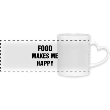 Food makes me happy - Mug panoramique avec anse en forme de cœur - blanc - Devant