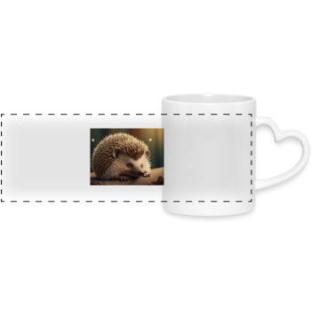 Cute animals doing hibernation – hedgehog - Panoramic mug with heart handle - white - Front