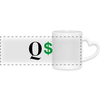 Buchstabe q dollar - Panoramatasse mit Herzhenkel - Weiß - Vorne