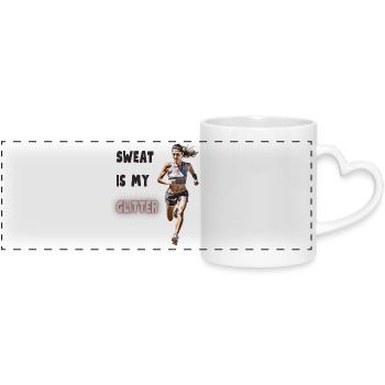 Sweat is my glitter - Panoramic mug with heart handle - white - Front