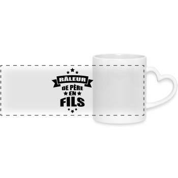râleur de père en fils - Mug panoramique avec anse en forme de cœur - blanc - Devant