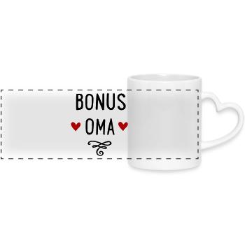 Bonus Oma - Panoramatasse mit Herzhenkel - Weiß - Vorne