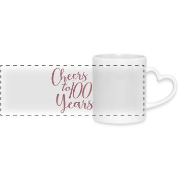 Vive le 100e anniversaire de 100 ans - Mug panoramique avec anse en forme de cœur - blanc - Devant