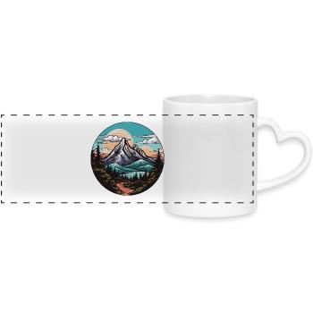 Mountains Landscape - Panoramic mug with heart handle - white - Front