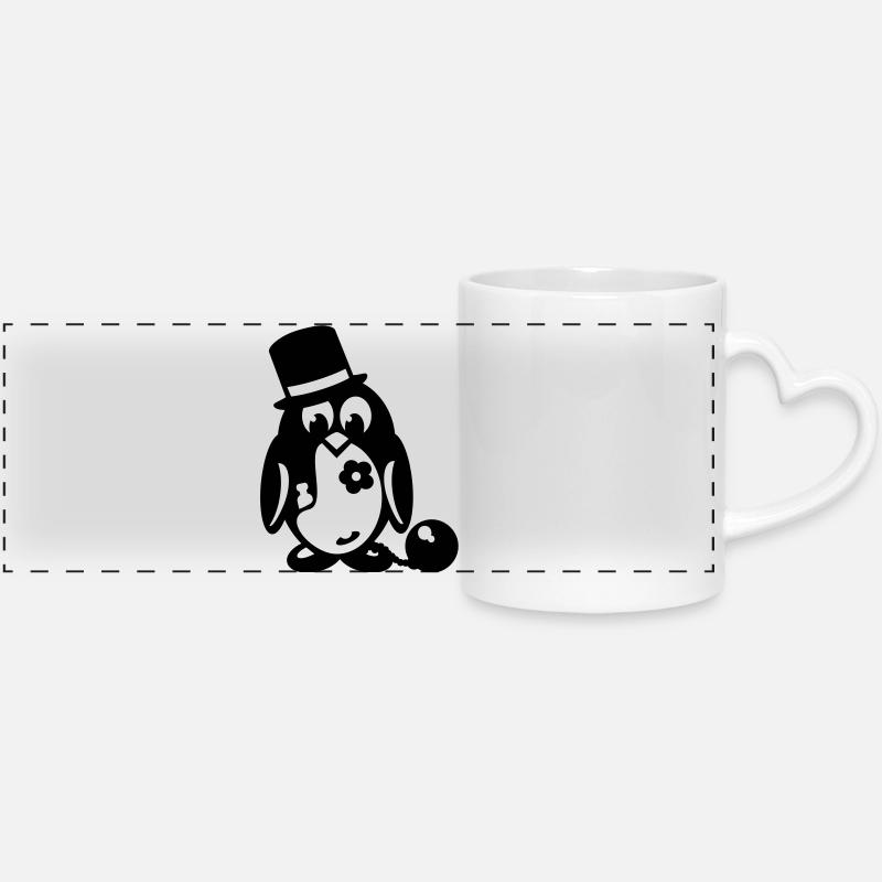 pingouin baccalauréat - Mug panoramique avec anse en forme de cœur - blanc