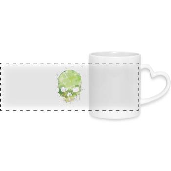 Skull Stain - Panoramic mug with heart handle - white - Front