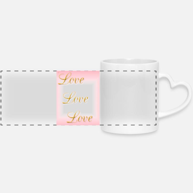 Love - self-love - true love - Panoramic mug with heart handle - white