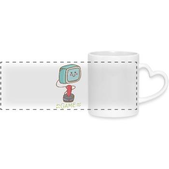 Kawaii Gaming - Sweet fun! - Panoramic mug with heart handle - white - Front