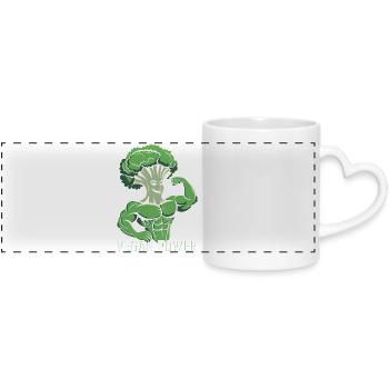 Vegan Power - Panoramic mug with heart handle - white - Front