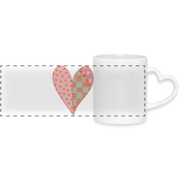 Patchwork Heart No2 - Panoramic mug with heart handle - white - Front
