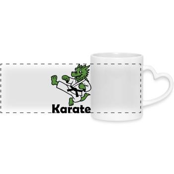 Karate Drache - Panoramatasse mit Herzhenkel - Weiß - Vorne