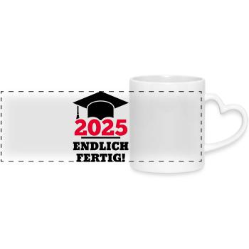 Le chapeau de doctorat 2025 est enfin terminé : cadeau aux étudiants - Mug panoramique avec anse en forme de cœur - blanc - Devant