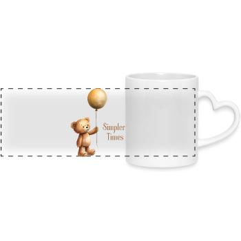 Ours en peluche avec ballon Simpler Times - Mug panoramique avec anse en forme de cœur - blanc - Devant