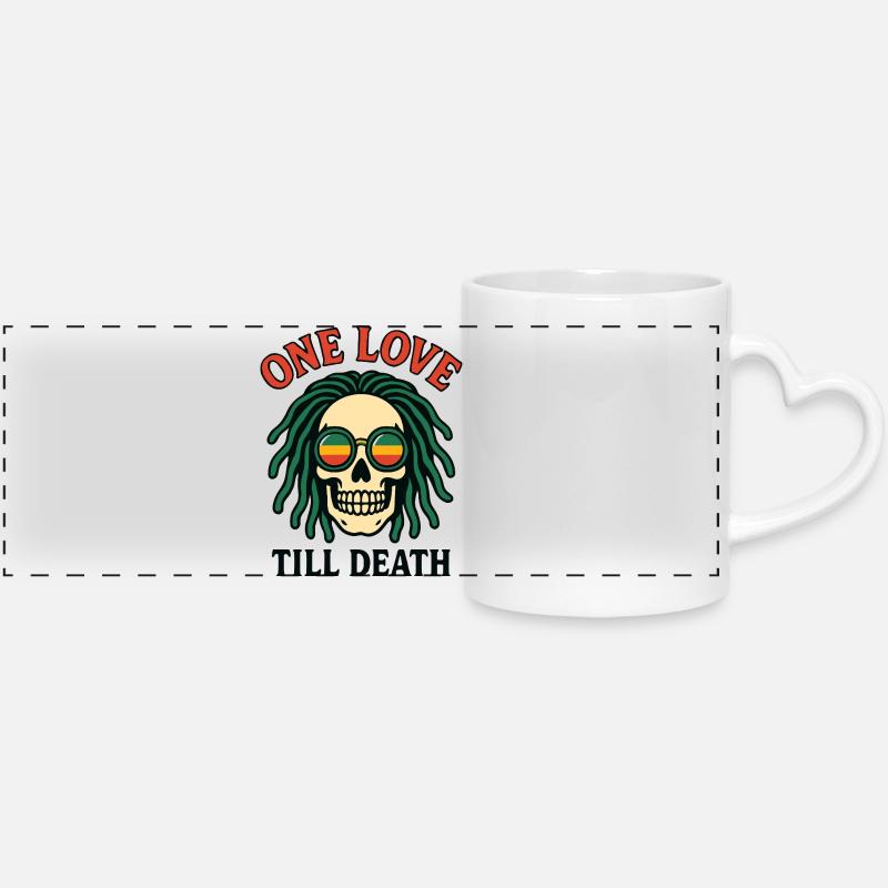 One Love Till Death – Reggae Spirit - Panoramic mug with heart handle - white