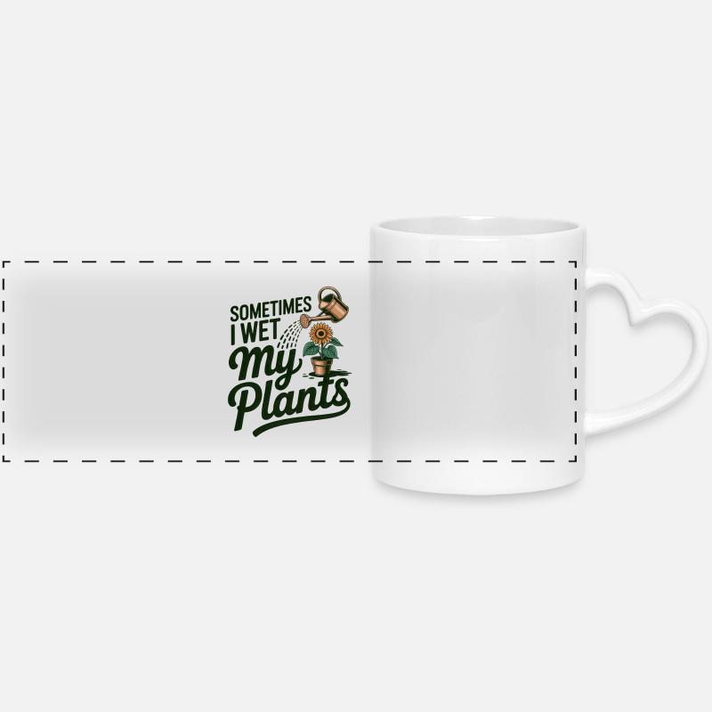 Parfois, je mouille mes plantes - Mug panoramique avec anse en forme de cœur - blanc