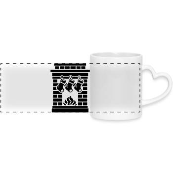 Fireplace Christmas Christmas Sock - Panoramic mug with heart handle - white - Front
