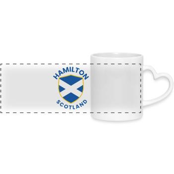 Bouclier écossais avec Saltire Hamilton - Mug panoramique avec anse en forme de cœur - blanc - Devant