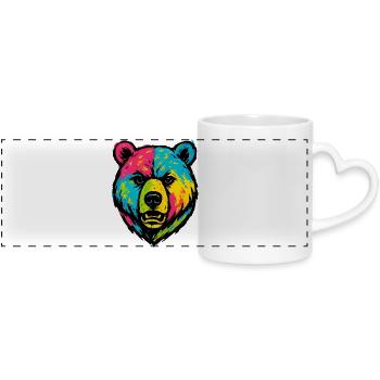 Ours mal léché Pop Art - Mug panoramique avec anse en forme de cœur - blanc - Devant