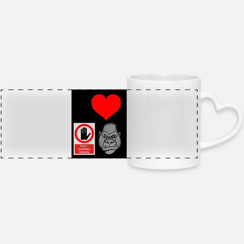 Heart Hand Gorilla Private Access - Panoramic mug with heart handle - white