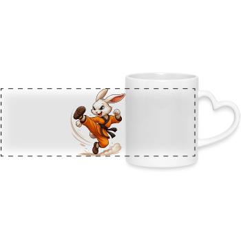 Hase Kung Fu Karate Ninja Fun Design - Panoramatasse mit Herzhenkel - Weiß - Vorne