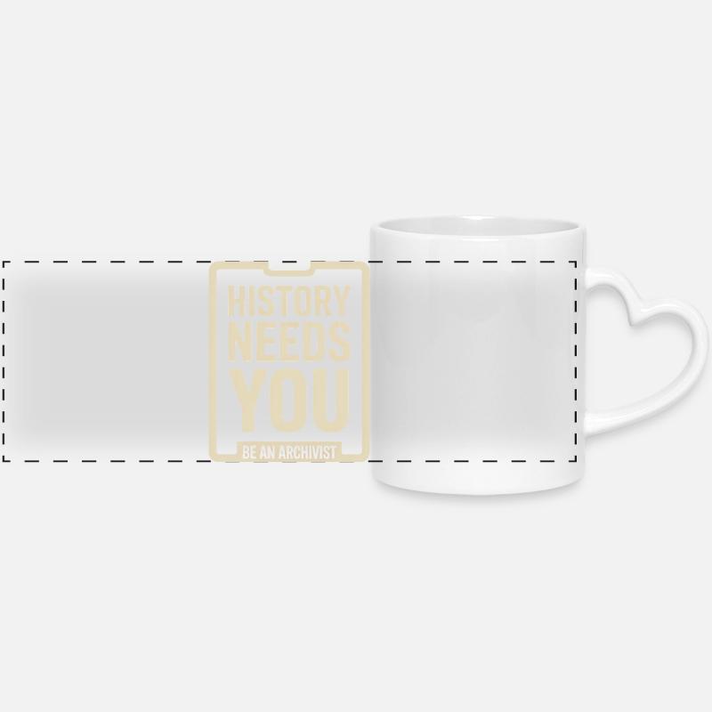 History Needs You: Be an Archivist - Panoramic mug with heart handle - white