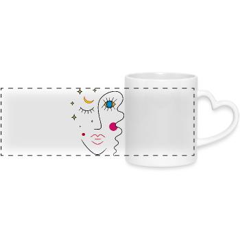 Visage abstrait jour et nuit - Mug panoramique avec anse en forme de cœur - blanc - Devant