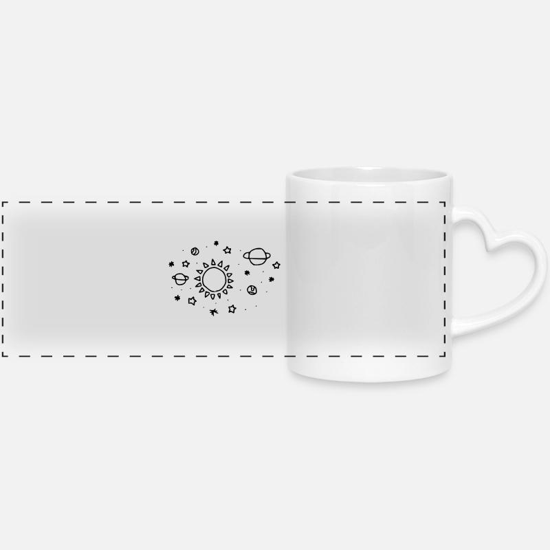 Space theme - Panoramic mug with heart handle - white