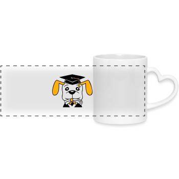Dog School Graduation Certificate Gymnasium College Abi - Panoramic mug with heart handle - white - Front