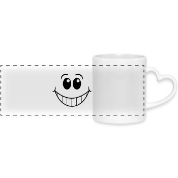 face - Panoramic mug with heart handle - white - Front