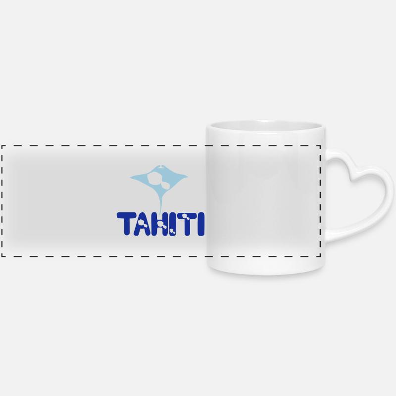 Tahiti manta - Panoramic mug with heart handle - white