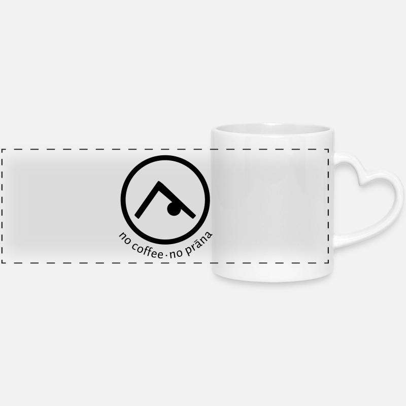 Aucun café aucun Prana - Mug panoramique avec anse en forme de cœur - blanc