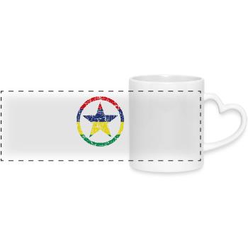 roots star love heart homeland Mauritius png - Panoramic mug with heart handle - white - Front