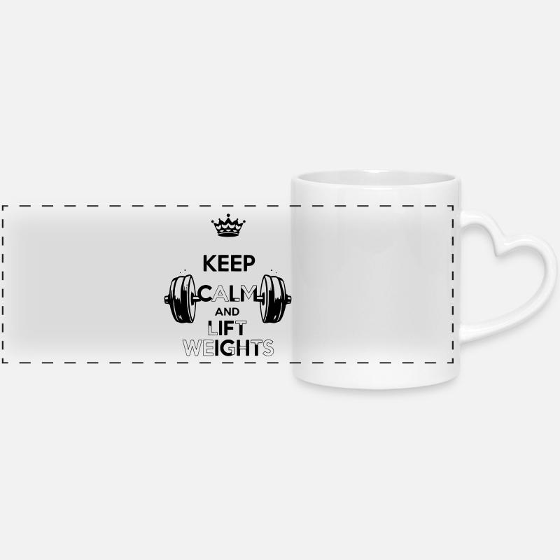 Restez calme - Mug panoramique avec anse en forme de cœur - blanc