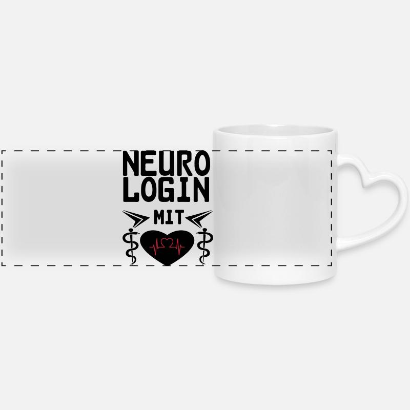 Neurologin mit Herz Geschenk - Panoramatasse mit Herzhenkel - Weiß