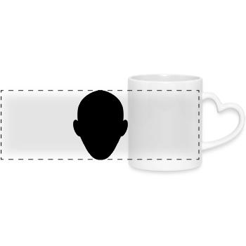 head - Panoramic mug with heart handle - white - Front