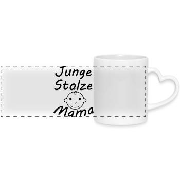 Junge, stolze Mama Geschenk Mutter Muttertag - Panoramatasse mit Herzhenkel - Weiß - Vorne