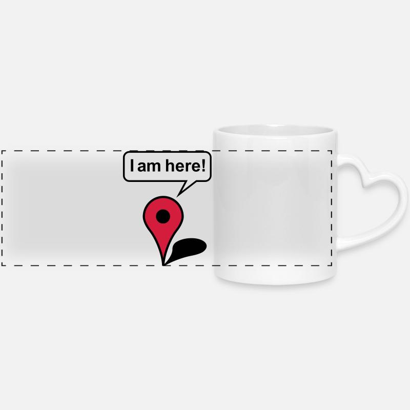 I am here! Google Maps - Panoramic mug with heart handle - white